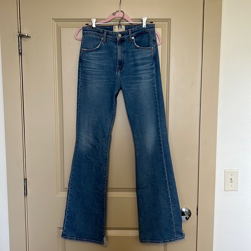 CQY flaired raw hem jeans